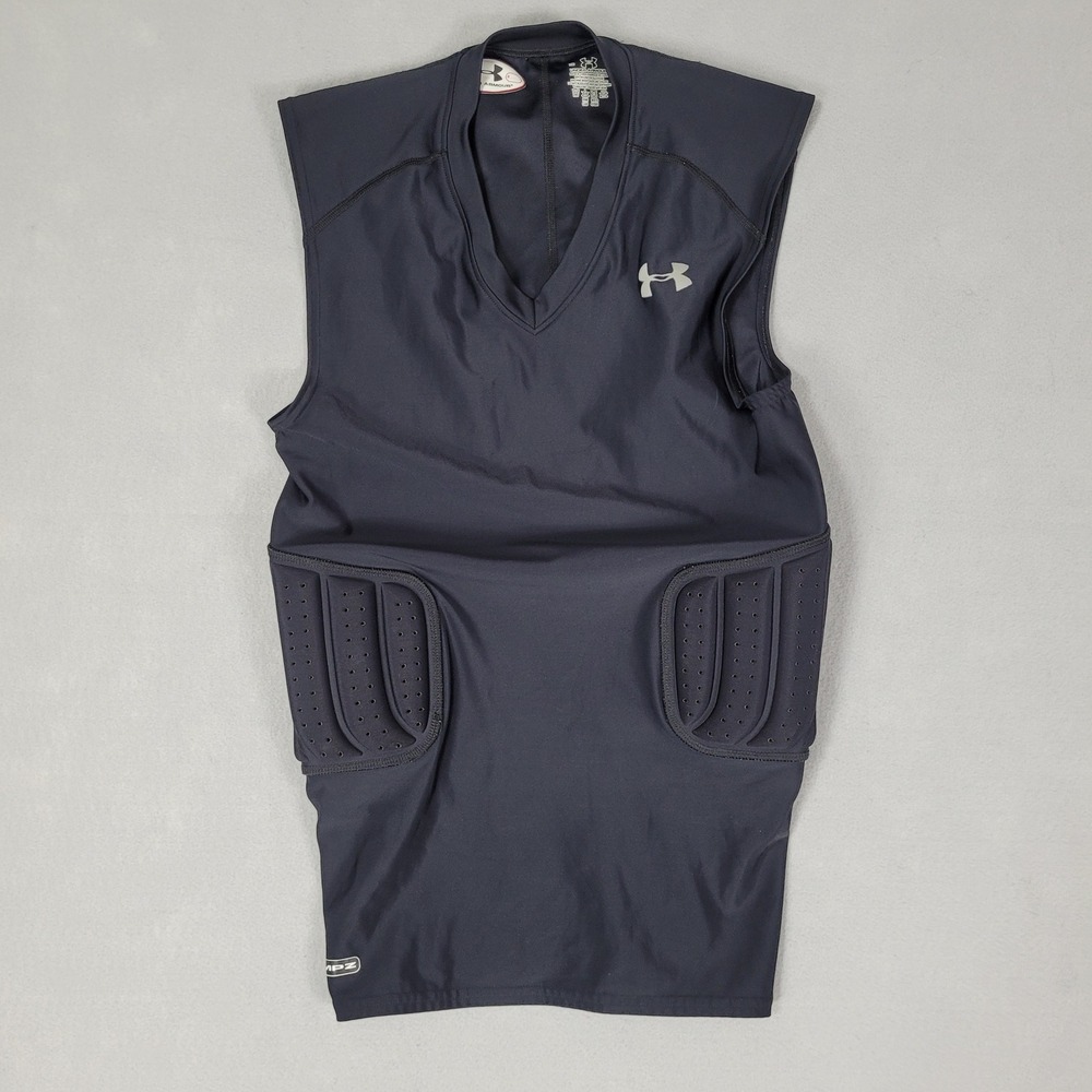 Under Armour Padded Shirt MPZ Mens Large Black Athletic Compression Rib Guard